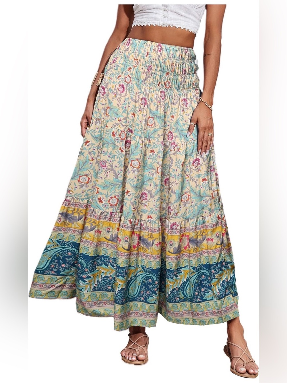 CFLONGE Boho Summer Maxi Skirt - Picture 2 of 4